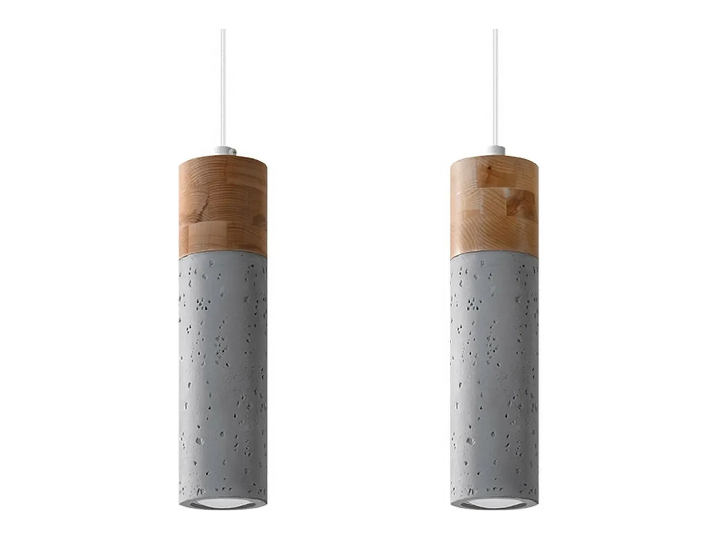 Sollux Lighting Lámpara Suspendida-Zane Bar Lámpara de Techo Colgante Hormigón, Madera Natural, 30cm Gris