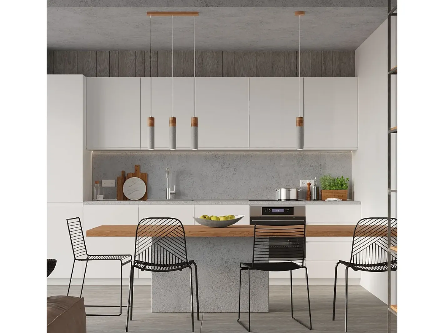 Best Sollux Lighting Zane Lámpara de Techo Suspendida Slim Cemento, Madera Natural Gris