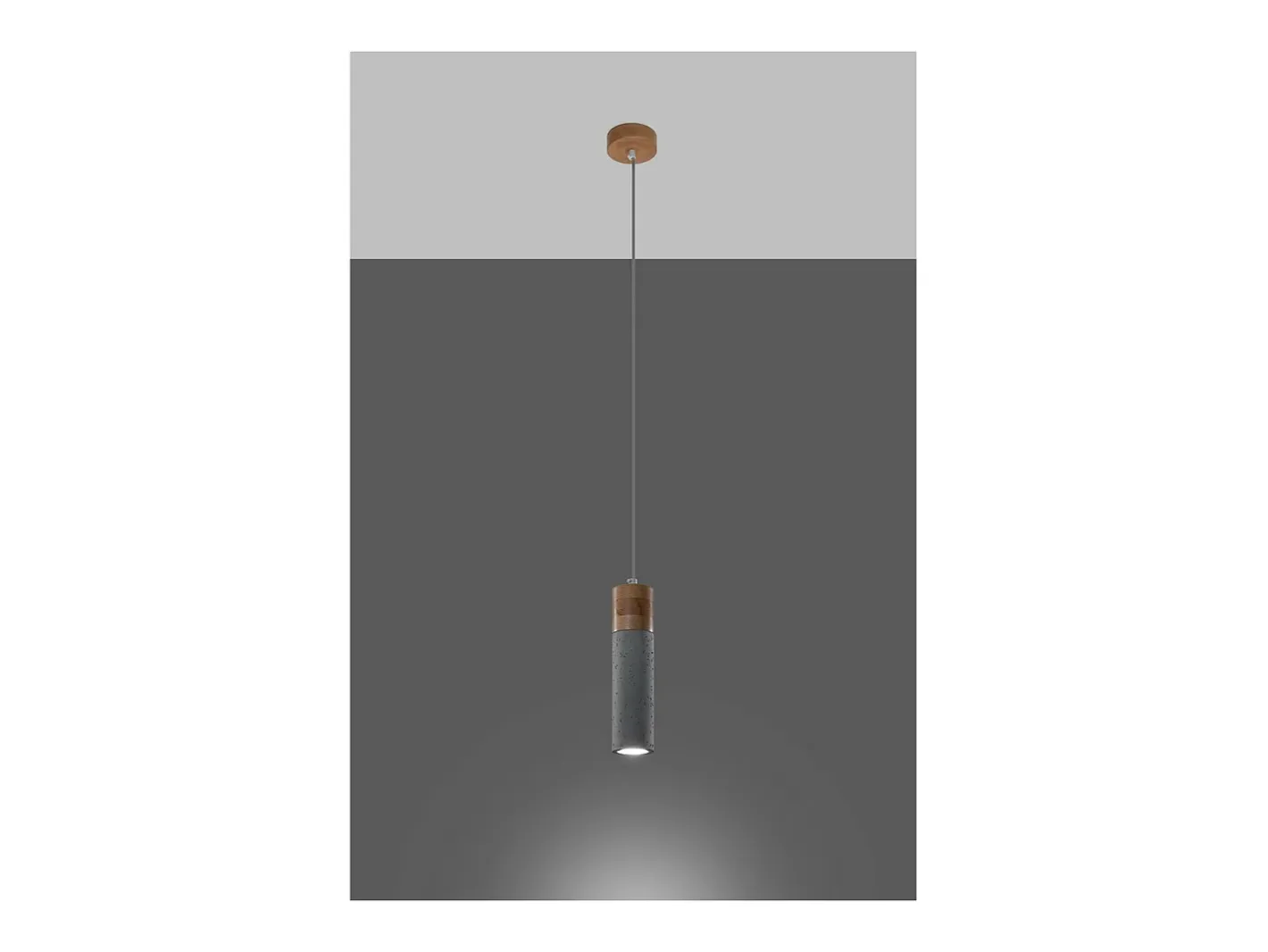 Best Sollux Lighting Zane Lámpara de Techo Suspendida Slim Cemento, Madera Natural Gris