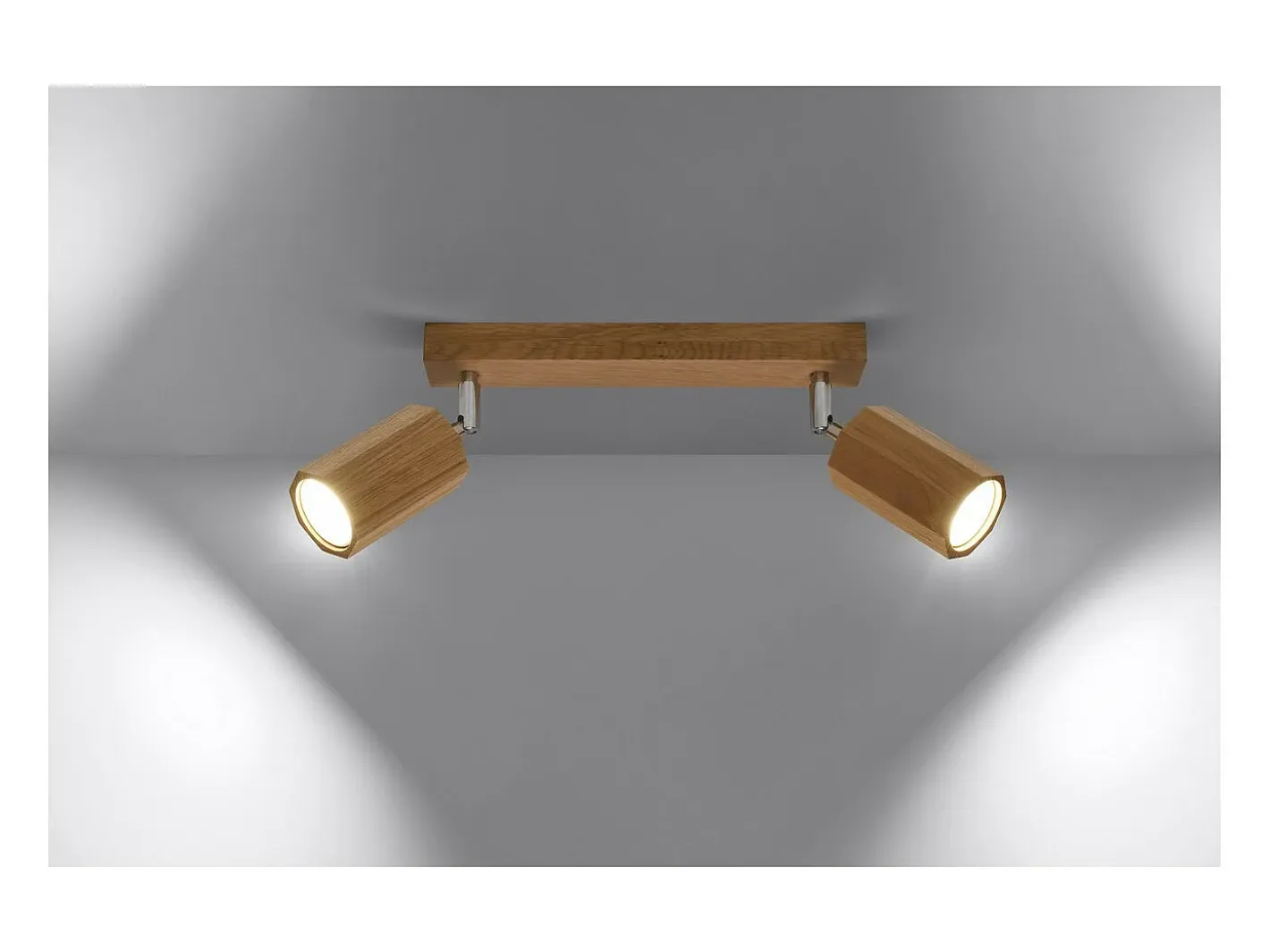 Outlet Sollux Lighting Zeke Foco de Techo Twin Octagon Roble Madera, 2x GU10 Marru00f3n