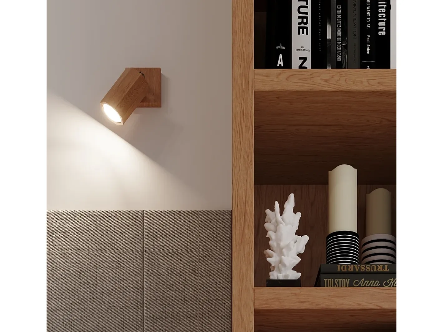 Outlet Sollux Lighting Zeke Foco empotrable octogonal de madera de roble, 17,5 cm Marru00f3n
