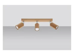 Sollux Lighting Zeke Foco de Techo Octágono Roble Barra Madera, 3x GU10 Marru00f3n New