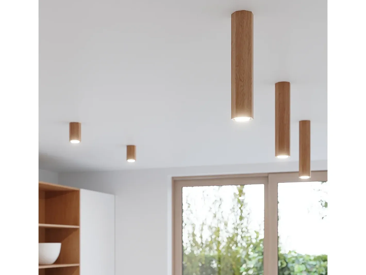 Sollux Lighting Zeke Foco de Techo Octágono Roble Barra Madera, 3x GU10 Marru00f3n New