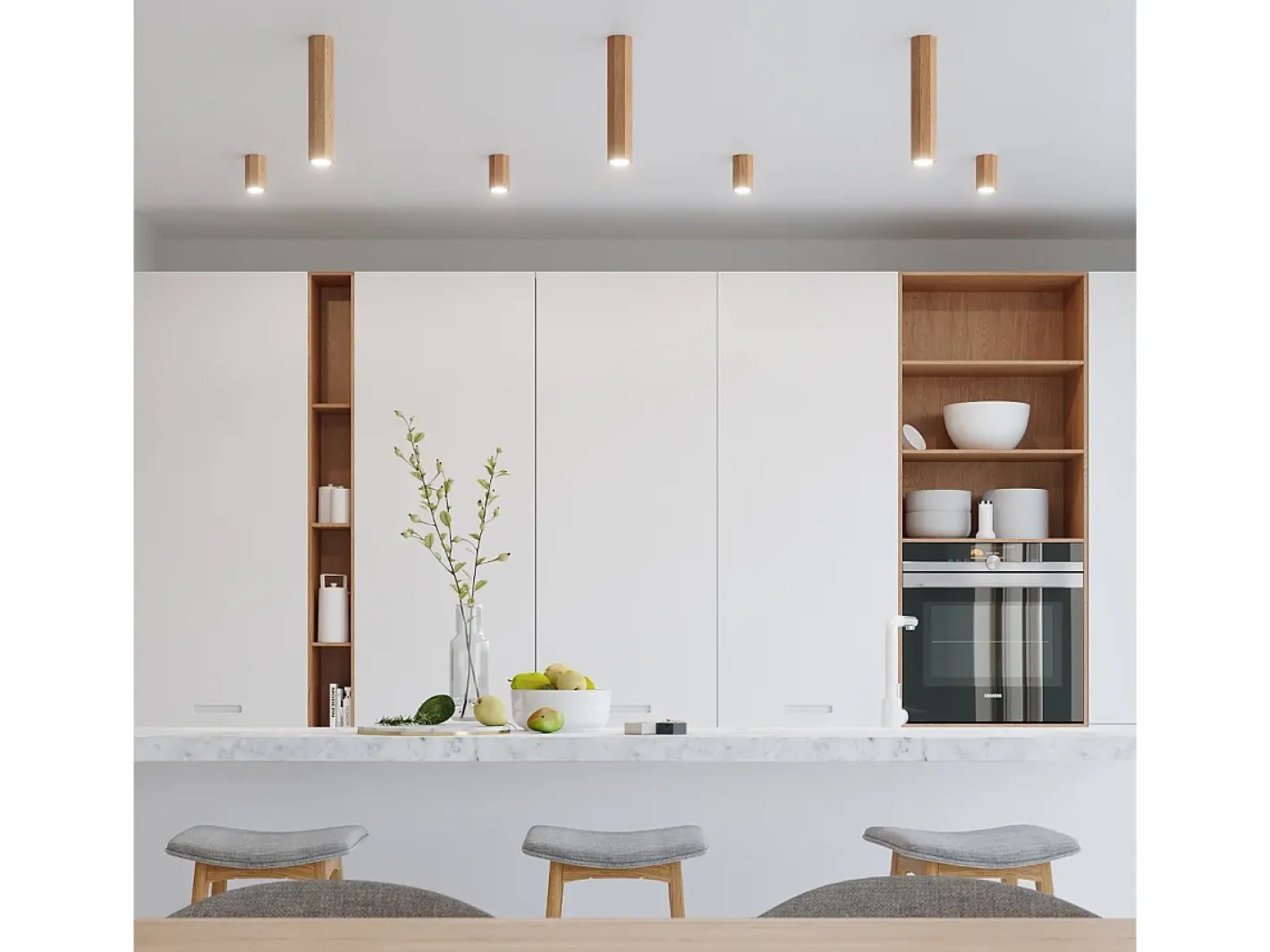 Sollux Lighting Zeke Foco de Techo Octágono Roble Barra Madera, 3x GU10 Marru00f3n New