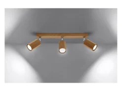 Sollux Lighting Zeke Foco de Techo Octágono Roble Barra Madera, 3x GU10 Marru00f3n New