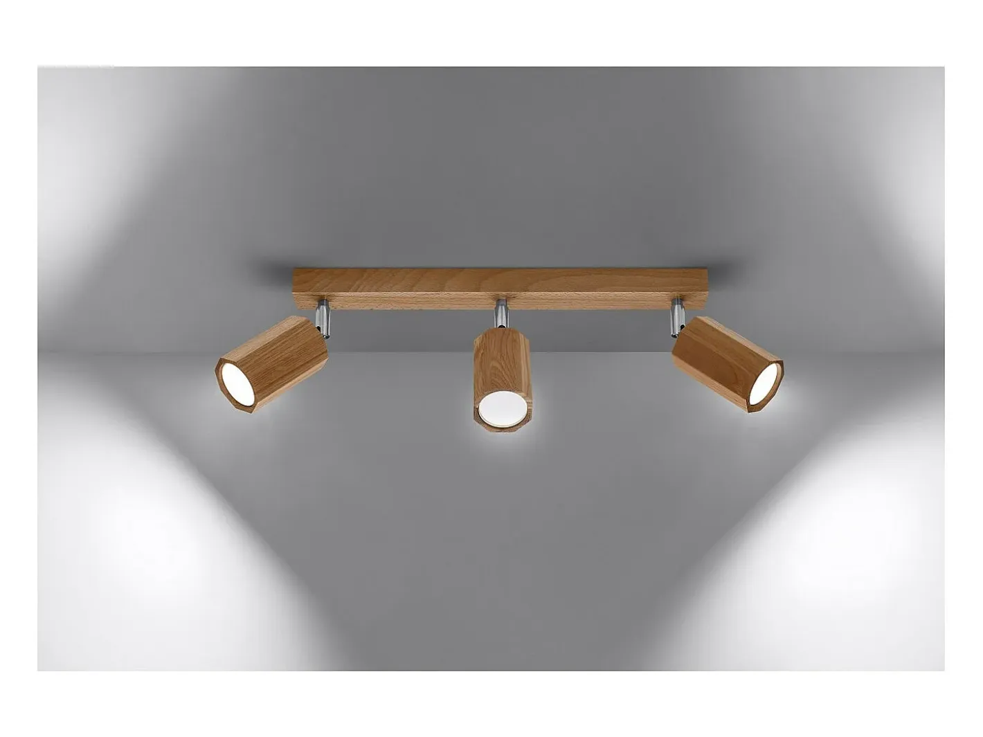 Sollux Lighting Zeke Foco de Techo Octágono Roble Barra Madera, 3x GU10 Marru00f3n New