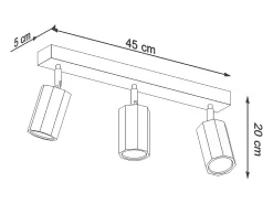 Sollux Lighting Zeke Foco de Techo Octágono Roble Barra Madera, 3x GU10 Marru00f3n New