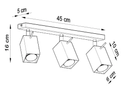 Sollux Lighting Plafón-Sollux MERIDA - Barra de 3 focos de luz blanca, GU10 Blanco