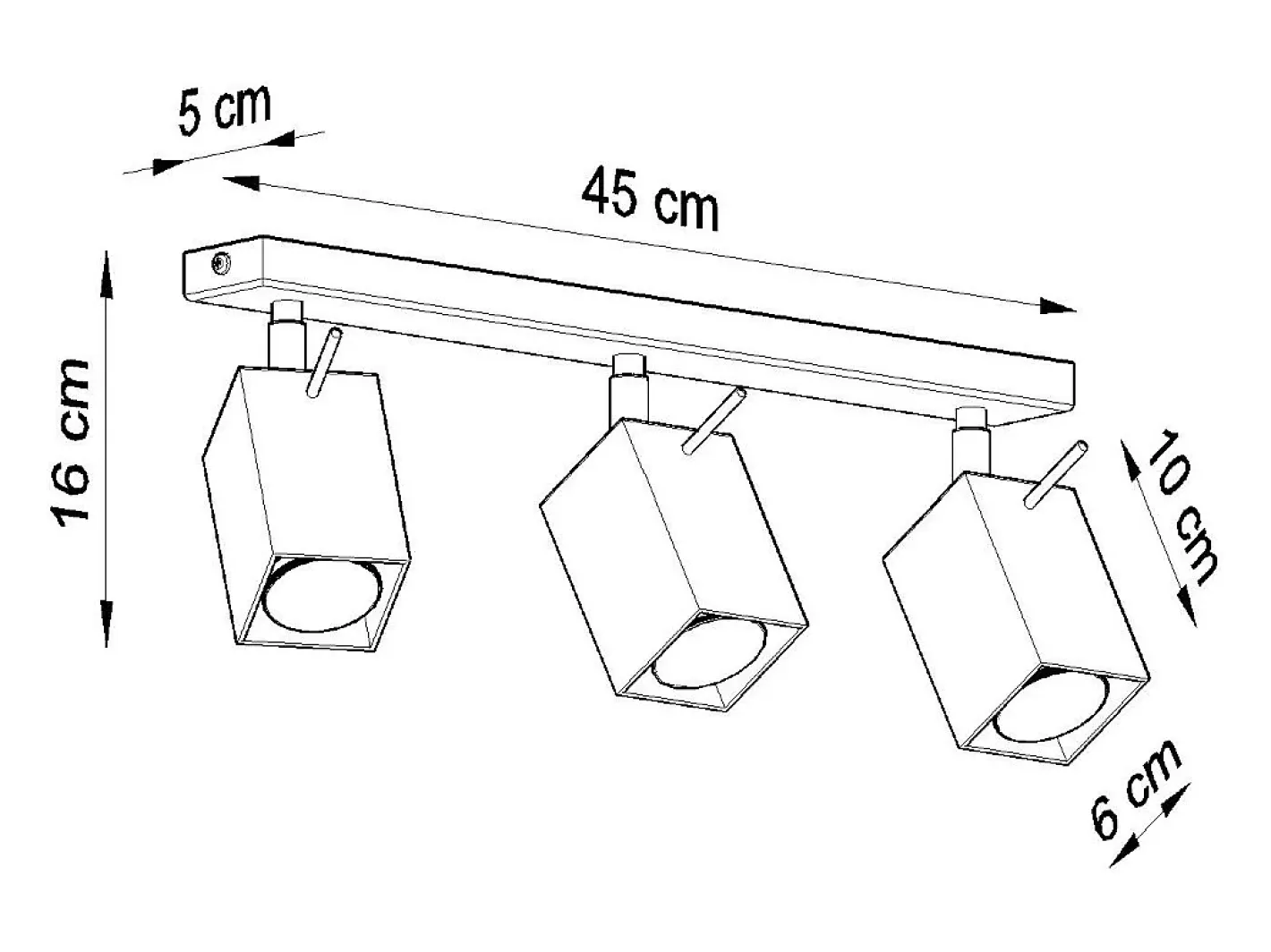 Sollux Lighting Plafón-Sollux MERIDA - Barra de 3 focos de luz , GU10 Gris