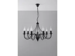 Sollux Lighting Sollux MINERWA - Lámpara de araña con brazos múltiples 7 luces , E14 Negro Outlet