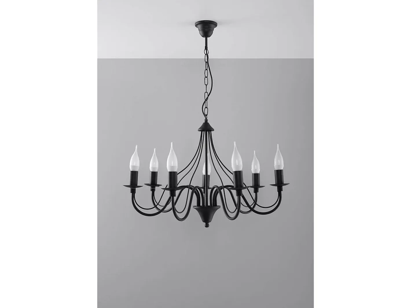 Sollux Lighting Sollux MINERWA - Lámpara de araña con brazos múltiples 7 luces , E14 Negro Outlet