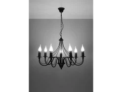 Sollux Lighting Sollux MINERWA - Lámpara de araña con brazos múltiples 7 luces , E14 Negro Outlet