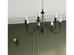 Sollux Lighting Sollux MINERWA - Lámpara de araña con brazos múltiples 7 luces , E14 Negro Outlet