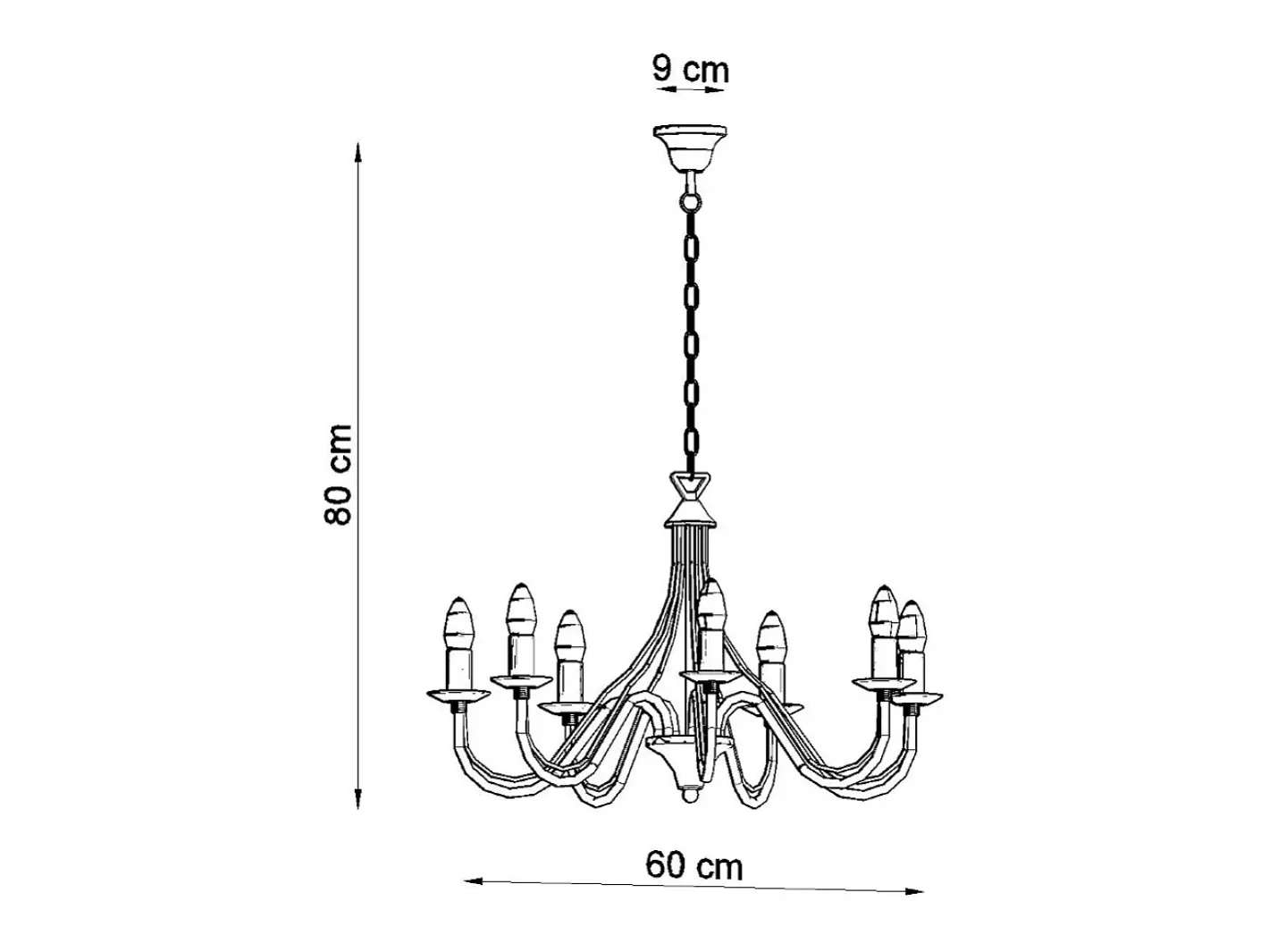 Sollux Lighting Sollux MINERWA - Lámpara de araña con brazos múltiples 7 luces , E14 Negro Outlet