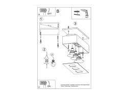 Sollux Lighting Plafón-Sollux MONO - Lámpara de techo empotrada de 3 luces en y negro, GU10 Blanco
