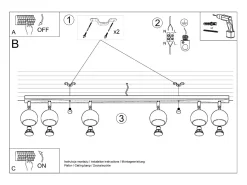Sollux Lighting Plafón-Sollux OCULARE - Barra de 6 focos de luz blanca, GU10 Blanco