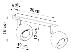 Sollux Lighting Plafón-Sollux OCULARE - Barra de 2 focos de luz blanca, GU10 Blanco