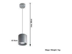 Sollux Lighting Sollux ORBIS - Lámpara colgante de techo redonda con 1 luz , GU10 Gris
