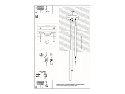 New Sollux Lighting Sollux PASTELO - Colgante colgante de 3 luces en racimo , G9 Negro