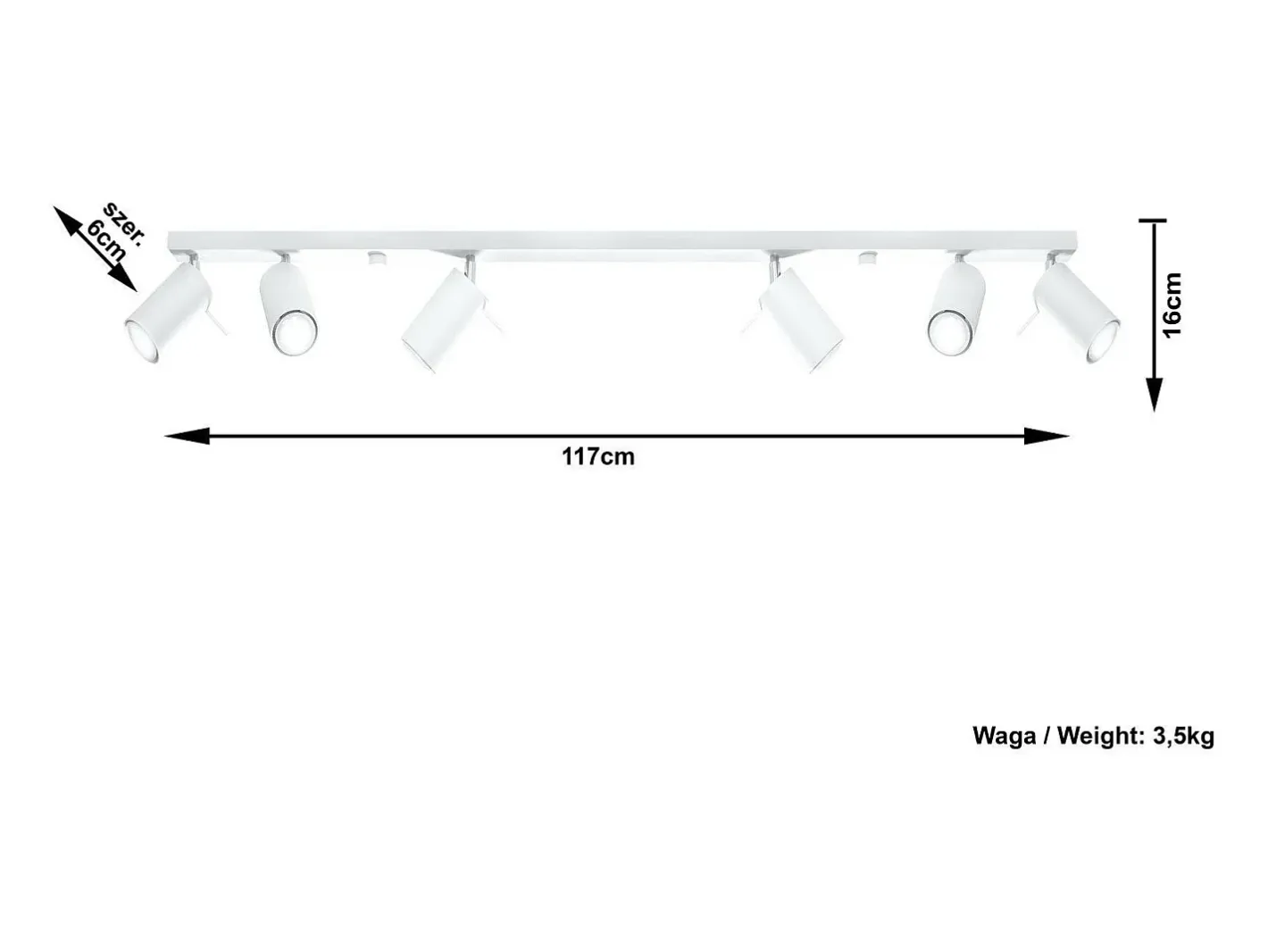 Sollux Lighting Plafón-Sollux RING - Barra de 6 focos de luz blanca, GU10 Blanco
