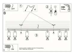 Online Sollux Lighting Sollux RING - Barra de 6 focos de luz , GU10 Gris