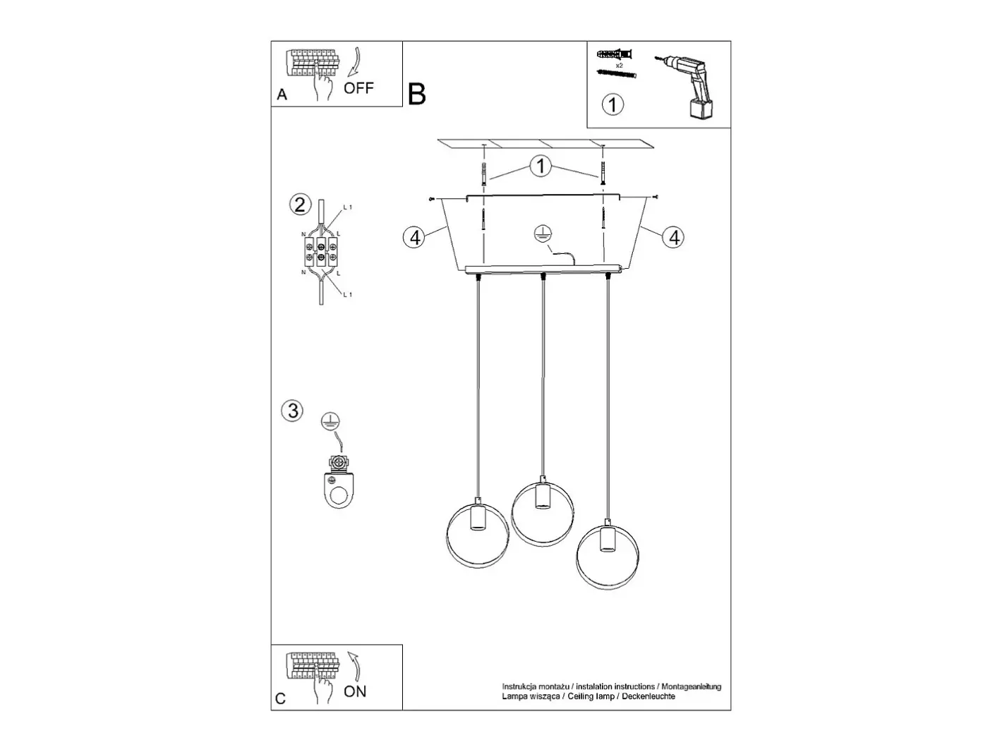 Sollux Lighting Sollux Titran Plafón colgante Bar Blanco Clearance