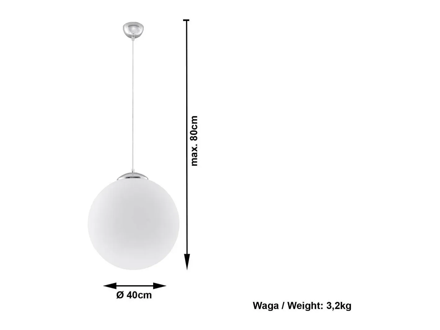 Sollux Lighting Sollux UGO - 1 Light Globe colgante , cromo, E27 Blanco New
