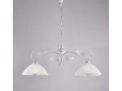 Son lámparas de araña de hierro lacado en con dec. Difusores de plata antigua y cristal d. 30 alabastro 2 luces L. 96 X 30 Blanco Hot