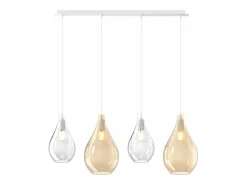 Online Sosp. Bianco 4 Luci Rettangolare Vetri (2 Piccoli (1Xam+1Xtr)+2 Medi (1Xam+1Xtr)) Blanco