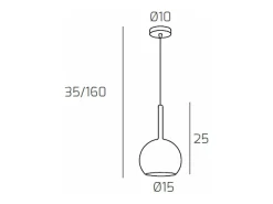 Sosp. Cromo 1 Luce Piccola Ambra Plateado Sale