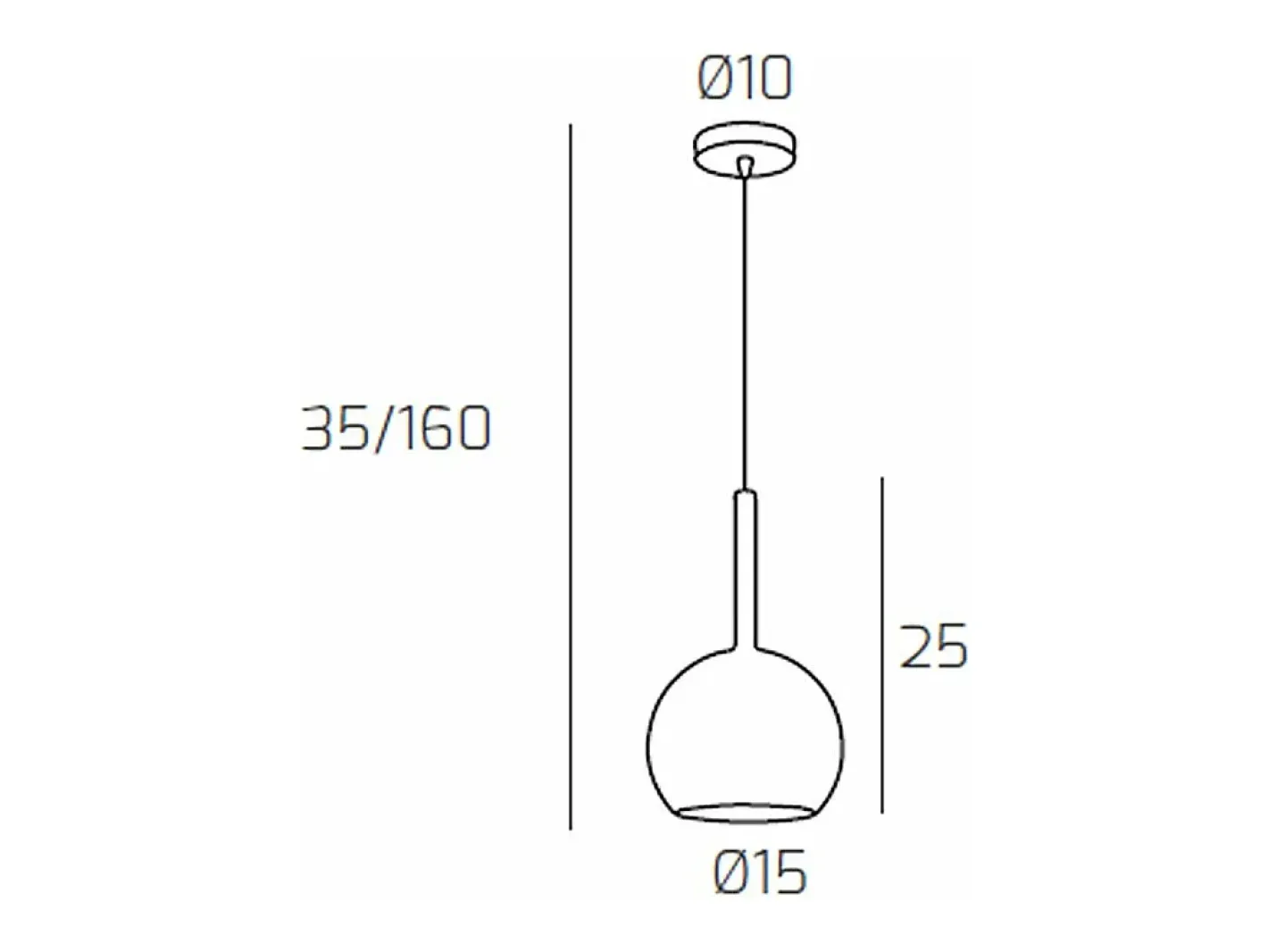 Sosp. Cromo 1 Luce Piccola Ambra Plateado Sale
