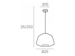 Outlet Sosp. Cromo 1 Luce Vetro Alpha Ambra Plateado