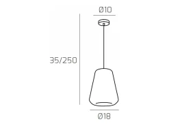 Lámpara Suspendida-Sosp. Cromo 1 Luce Vetro Gamma Fume Plateado