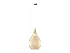 Sosp. Cromo 1 Luce Vetro Grande Ambra Plateado Hot