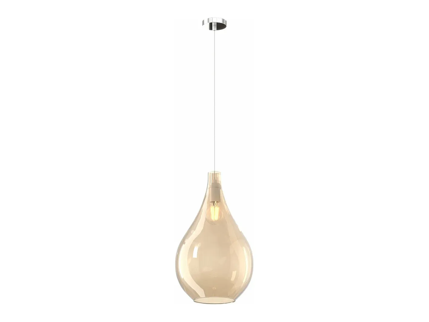 Sosp. Cromo 1 Luce Vetro Grande Ambra Plateado Hot