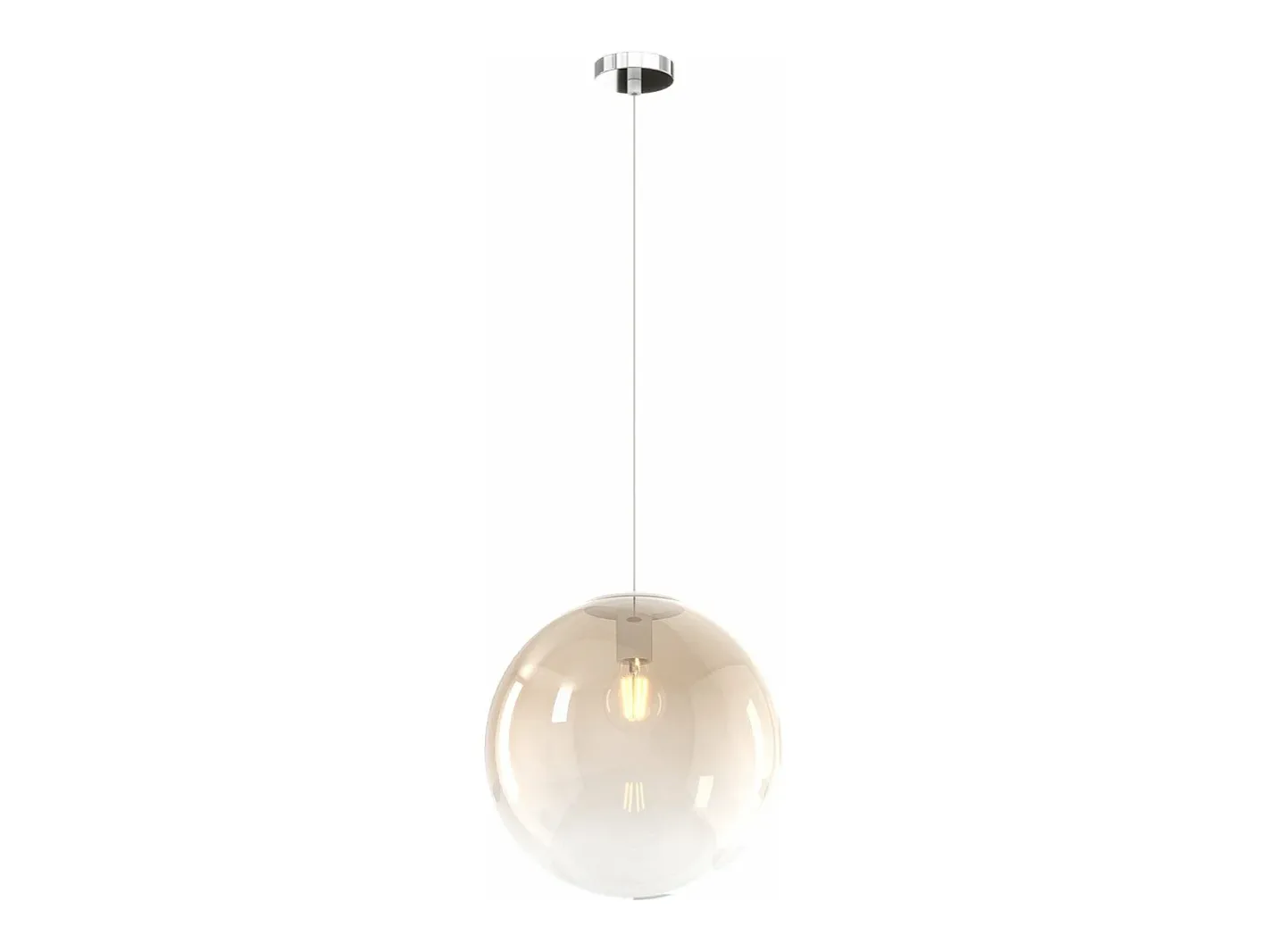 Sosp. Cromo 1 Luce Vetro Grande Ambra Plateado Outlet