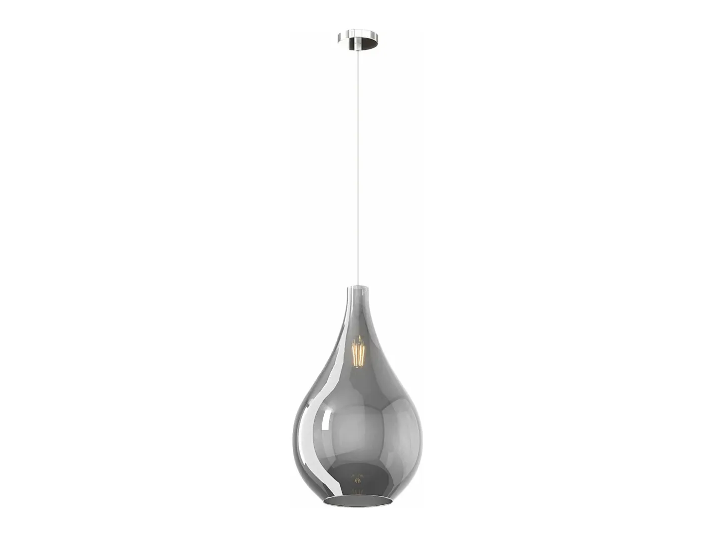 Sosp. Cromo 1 Luce Vetro Grande Fumé Plateado Online