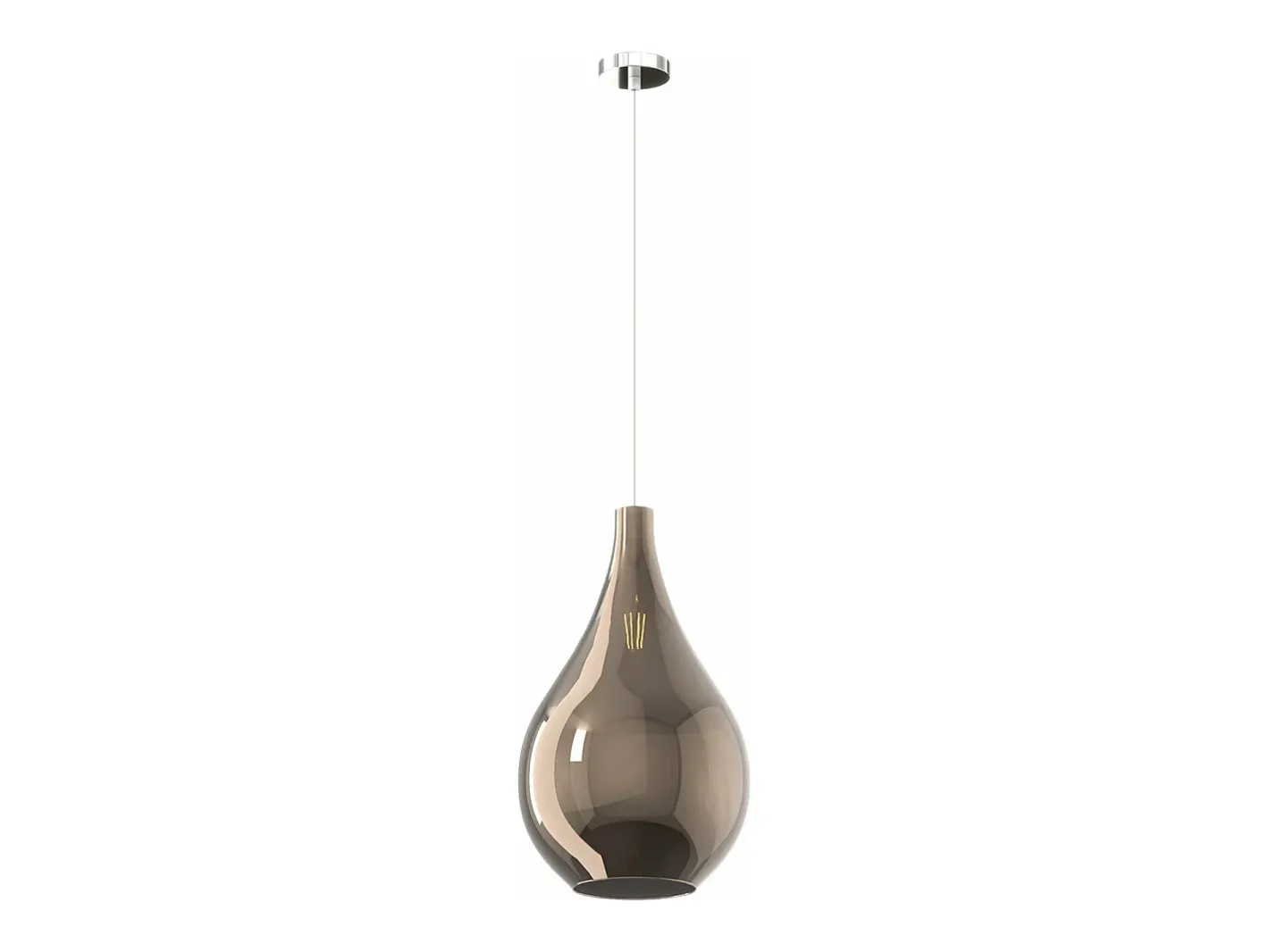 Sosp. Cromo 1 Luce Vetro Grande Bronzo Bronce Sale