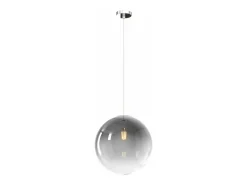 Sosp. Cromo 1 Luce Vetro Grande Fumé Plateado New