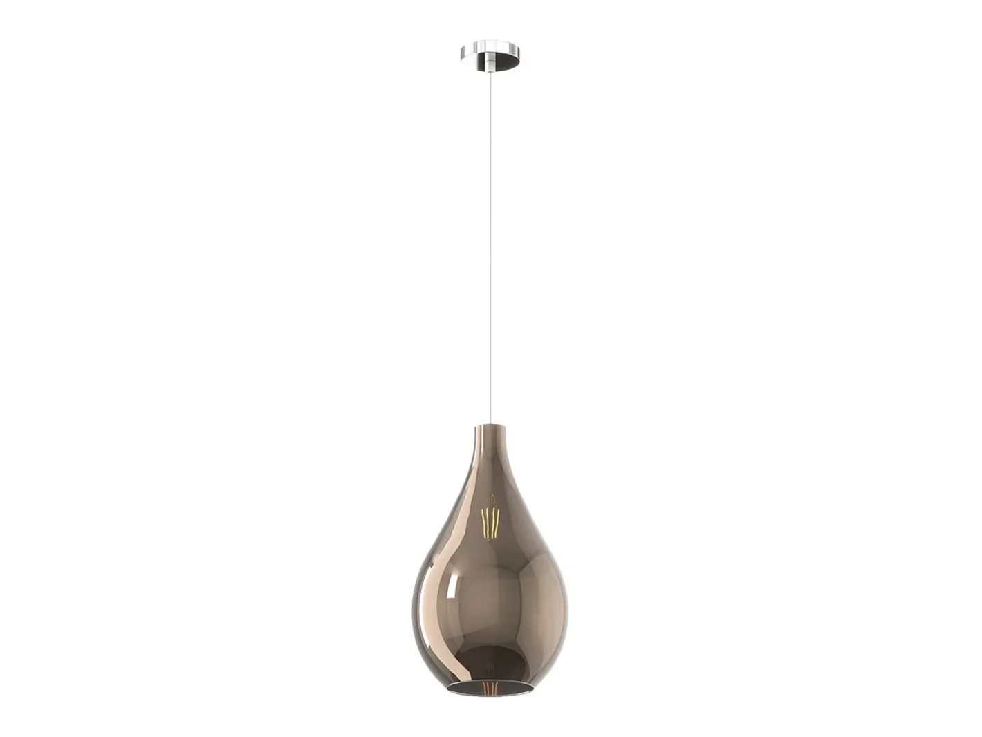 Hot Sosp. Cromo 1 Luce Vetro Medio Bronzo Bronce
