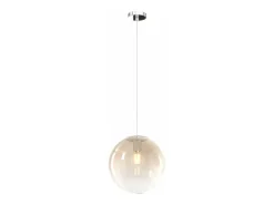 Lámpara Suspendida-Sosp. Cromo 1 Luce Vetro Medio Ambra Plateado