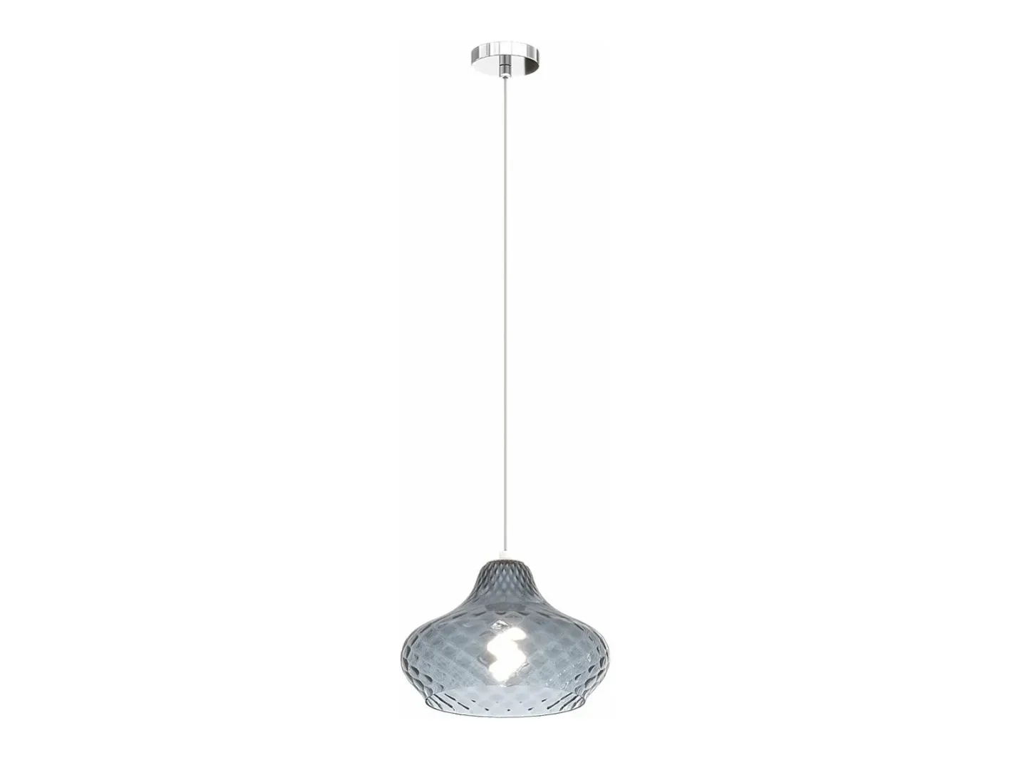Lámpara Suspendida-Sosp. Cromo 1 Luce Vetro Piccolo Zaffiro Plateado
