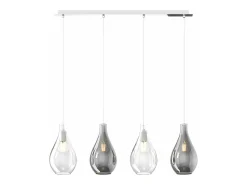 Sale Sosp. Cromo 4 Luci Rettangolare Vetri Piccoli (2 Trasparente+2 Fume') Plateado