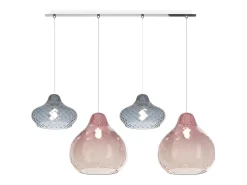 Lámpara Suspendida-Sosp. Cromo 4 Luci Rettangolare Vetri (2 X Piccolo Za + 2 X Grande Ru) Plateado