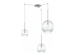 Sosp. Cromo Spostabile 3 Luci Vetri (1 X Grande+ 1 X Medio+ 1 X Piccolo)Tutti Trasparente Plateado Clearance
