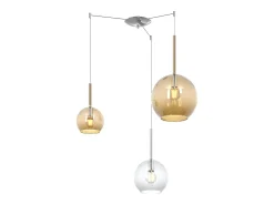 Sosp. Cromo Spostabile 3 Luci Vetri (Grande Am + Medio Tr + Piccolo Am) Plateado