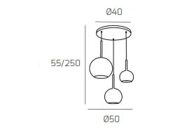 Sosp. Cromo Tonda 3 Luci Vetri 1 Grande Cromo+1 Medio Trasparente+1 Piccolo Cromo Plateado Outlet