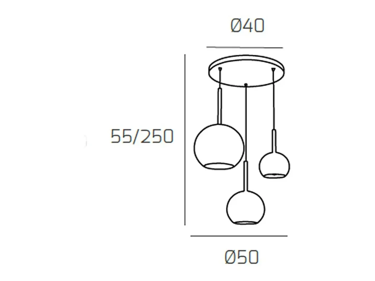 Sosp. Cromo Tonda 3 Luci Vetri 1 Grande Cromo+1 Medio Trasparente+1 Piccolo Cromo Plateado Outlet