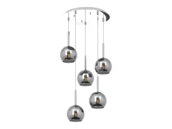 Sale Sosp. Cromo Tonda 5 Luci Vetri Tutti Piccolo Cromo Plateado