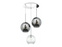 Sosp. Cromo Tonda 3 Luci Vetri Tutti Grande (1 X Trasparente + 2 X Cromo) Plateado New